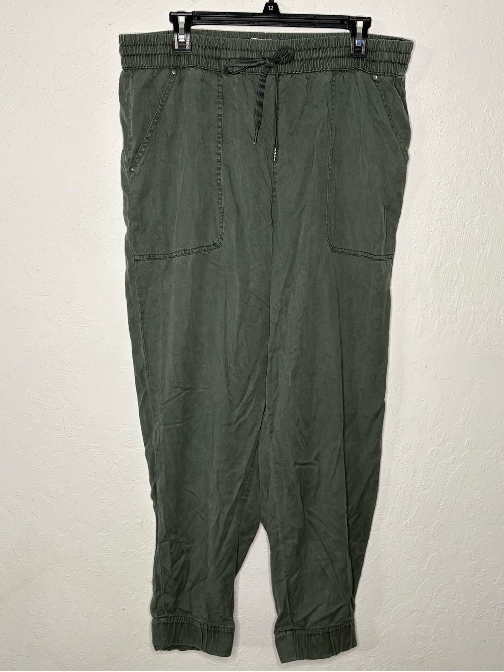 Nicole Miller NY Women's XL Green 100% Lyocell Jogger Pants Elastic Drawstring